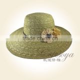 2015spring summer sun hat straw hat with flower ladies fashion dobby hat