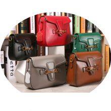 Horseshoe Buckle Bag Retro Cowhide Canvas One Shoulder Diagonal Saddle Bag Genuine Leather thumbnail-1