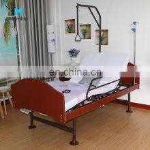 Bedridden Paralysis Patient Use Medical Treatment Adjustable Back Lift Manual One Function Fowlers Bed With Over Bed Table thumbnail-2