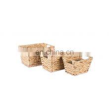 Handmade Rattan Foldable Basket Water Hyacinth Storage Basket For Home Storage Space Saving
