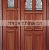 Carved solid wood glass insert interior door