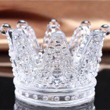 Durable Clear Glass Candlesticks Creative Cute Crystal Crown Ashtray Candle Holders For Christmas Party Home Decoration thumbnail-4