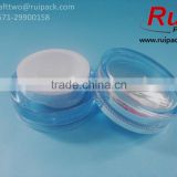 15/30/50g round light blue acrylic facial cream jars with silver circle, empty double layers acrylic cream container