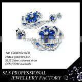 2015 Fashion China Wholesale 925 Royal Blue Silver Pakistani Bridal Jewelry Sets thumbnail-3