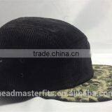 Custom 5 Panels Blank Corduroy Snapback Hat Nylon Plastic Button Corduroy Snapback Cap thumbnail-3