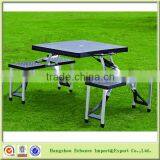 Outdoor Portable Black Folding Umbrella Table With 4 Chairs for Camping Picnic-FN4305 thumbnail-1