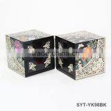 High End Mother of Pearl Velvet Jewellery Boxes With Lock and Drawer thumbnail-5