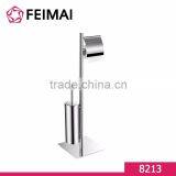 Brass Stainless Steel 304 Free Standing Paper Roll Holder and Toilet Brush Holder