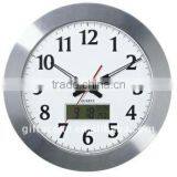 LCD Digital Display Calendar and Analog Metal Wall Clock
