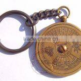 KEY CHAIN 50 YEAR CALENDAR - ANTIQUE BRASS KEY RING ITALIC CALENDAR - NAUTICAL BRASS KEYCHAIN thumbnail-1