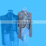 2015 New Hand Crochet Women Long Sleeve Cardigan for Lady Hollow Out Transparent V-neck