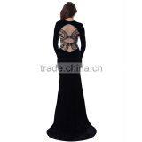 2015 Newest arrival long sleeve velvet dress fashion lady 3xl plus size dress