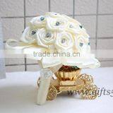 Elegant White Wedding Bridal Bouquet With Blue Ctrystal Wholesale thumbnail-1