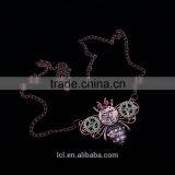 2015 Yiwu Fashion Jewelry Hot Sale Steampunk Bee Gear Pendant With Crystal Statement Necklace Red Copper thumbnail-3