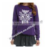 Girls' Leisure Purple Fleece Sweater With White Logo Printed thumbnail-3