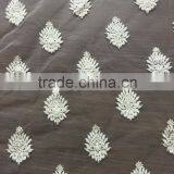 Cotton Dyeable Thread Embroidery Fabric of Motif Design