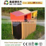 Roadside Decorative Wpc Wood Plastic Composite Trash Cans / Cylinder Cedar Slats Outdoor Dustbin thumbnail-5