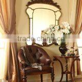 Luxury French Style Living Room Leisure Armchair/Antique Wood Carved Leather Office Chair, Side Chair thumbnail-1