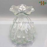 Waved Cone Glass Vase With Flower Shaped Opening thumbnail-2