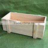 Unfinished Rectangle Pine Wooden Basket for Fireplace or Wastepaper thumbnail-1