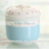 Chinese Style Home Ceramic Salt & Sugar Pot With Lid, Blue Flower Decal Printing thumbnail-1