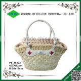 Cheap handmade natural maize mini make straw bag with PU handles