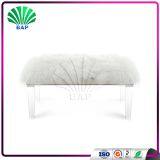 Luxury White Velvet Sofa Artificial Fur Cushion Bench Portable Sofa Bed Dressing Table Bench thumbnail-3