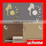 UCHOME Fairy Tale Creative Wall Mirror Sticker Clock