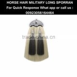 HORSE HAIR MILITARY LONG SPORRAN 100% Original with THISTLE CANTLE