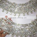 Bridal Silver Crystal Broad Payal ANKLETS Pair Feet Bracelet thumbnail-3