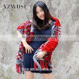 CX-B-65 160x40cm Red With Black Frost Rex Rabbit Fur Shawl For Ladies thumbnail-3