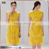 A-Line Neck Design Shinny Gold Ladies Casual Slim Fashion Dress With Zipper Black SR-D9789 thumbnail-1