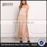 MGOO Hot Sale 2017 New Style Elegant Plain Satin Dress Champage Satin Maxi Dress Low Back Slip Sexy Dress thumbnail-1