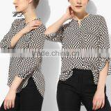 Latest Shirt Designs for Women Custom Sexy Ruffle Raglan Shirt thumbnail-2