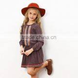 Fall Boutique Girl Clothing Vintage Long Sleeve 100% Cotton Casual Girl Child Dress Custom High Quality thumbnail-4
