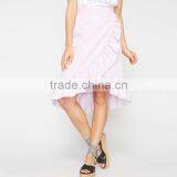 Falbala Hem Midi Wrap Skirt for Girls Hot Summer Ladies Poplin Fashion Skirts thumbnail-2