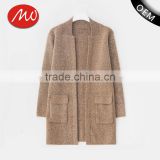 women open front no button winter pocket long cardigan sweater wool coat with low prices