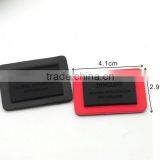 Black/red PU Leather Sew on Patches With Matt Black Metal Plates Clothing Label for Jeans/jacket PLB-005 thumbnail-1