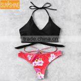 Woman Wrap Halter Bikinis Criss Cross Swimwear Thong Bikini Swimsuit thumbnail-1