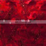 Supplier In China Shiney Short Sleeve Ball Gown Organza Handmade Flower Beaded Red Prom Dress thumbnail-2