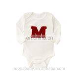 Factory Produce Baby Girl Cotton White Simple Letter " M" Pattern Romper Suit for 0-24 Months thumbnail-1
