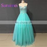 2017 Long Prom Dresses Sweetheart Off Shoulder Tulle Formal Evening Gowns Beaded Crystal