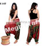 Hippie Style Belly Trousers Skirt- Trousers Loose High Waist- Indian Plazoo Trouser Pants- Women Black Silk Wide Leg High Waist