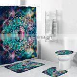 Decorative Flower Bath Shower Curtain Set, Fancy African American Women Bathroom Shower Curtain With Hooks thumbnail-2