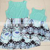 Mother and Daughter Knee-length Dress Family Look Green Printed Dress Mom and me Sundress (this Link for Girls,1-13years) thumbnail-4