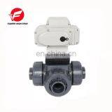 CTB-005 DN50 63mm UPVC Double Union Thread L-type AC220V 5 Wire 6 Wire 3 Way Electric Ball Valve