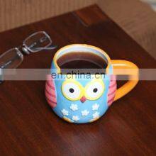 Glaze Design Creative Color Chinese Owl Shaped Ceramic Coffee Cup Mug With Handles thumbnail-4