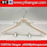 YY0524 Women or Men Flat Wooden Suit Hanger With Trousers Clips thumbnail-1