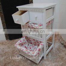 Factory Wholesale Solid Paulownia MDF Wood Chest With Wicker Drawer Storage Cabinet thumbnail-5