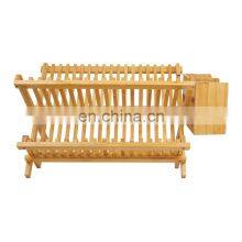Eco-friendly Bamboo Wooden Dish Drying Rack Kitchen Dish Drainer Rack Holder Stand With Utensil Holder thumbnail-2